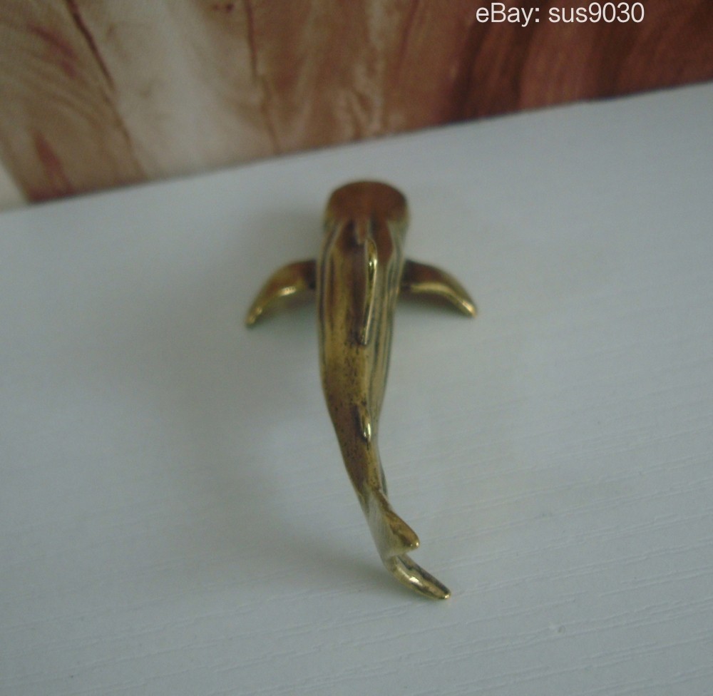 Solid Brass Small Shark Fish Figurine Statue for Garden Decor