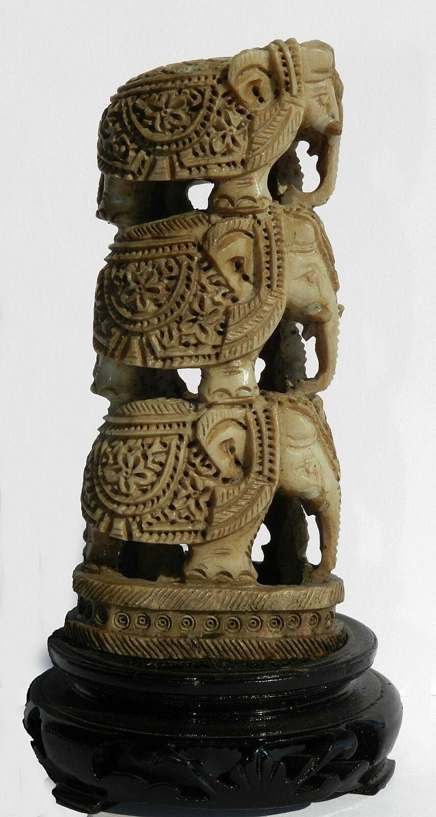 Vtg 3 Tier Lucky Elephants Decorative Figurine Statue Home Decoration 4.9″ Nice!