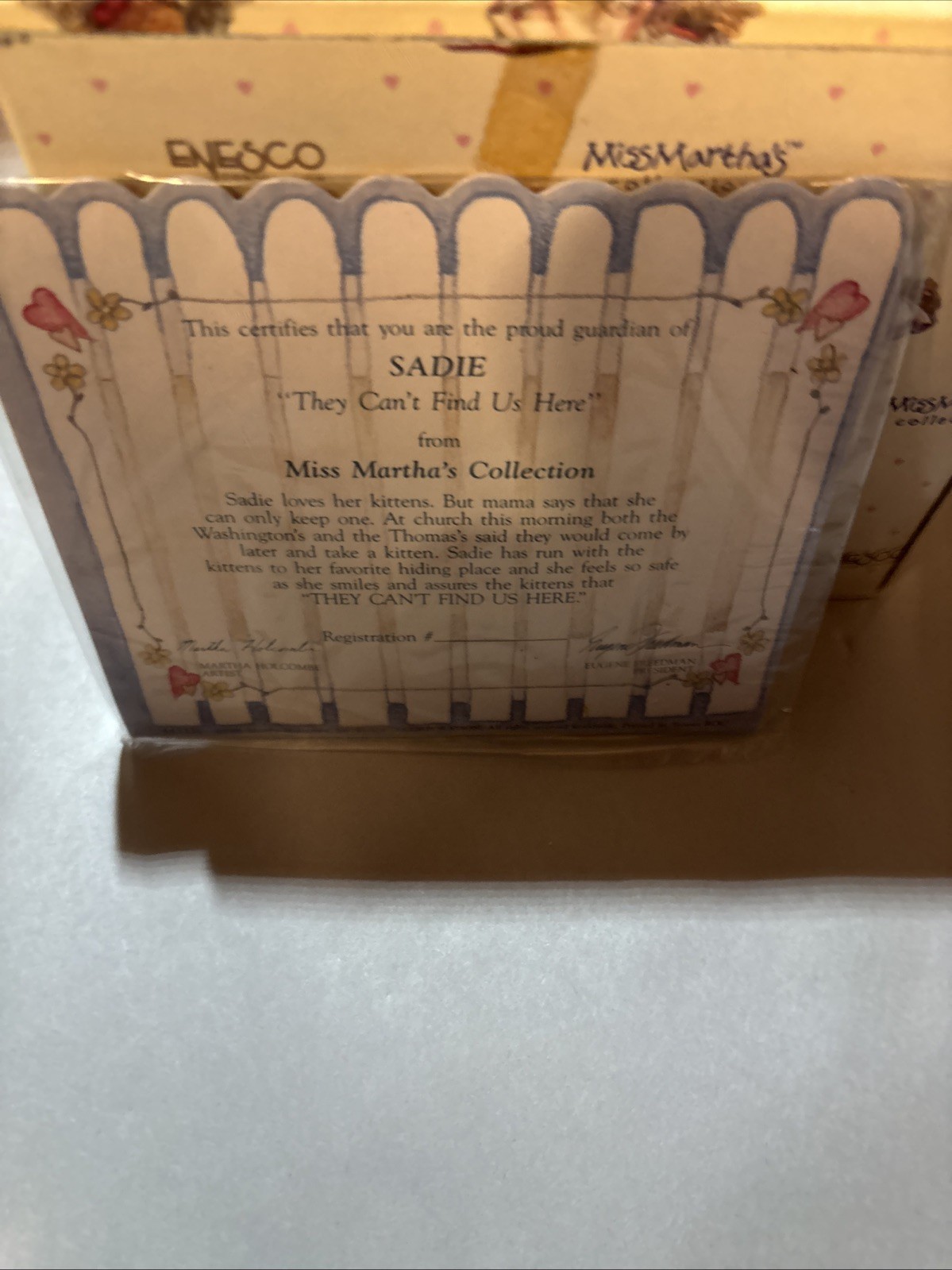 1991 Enesco Miss Martha’s Collection Sadie “They Can’t Find Us Here” Figurine