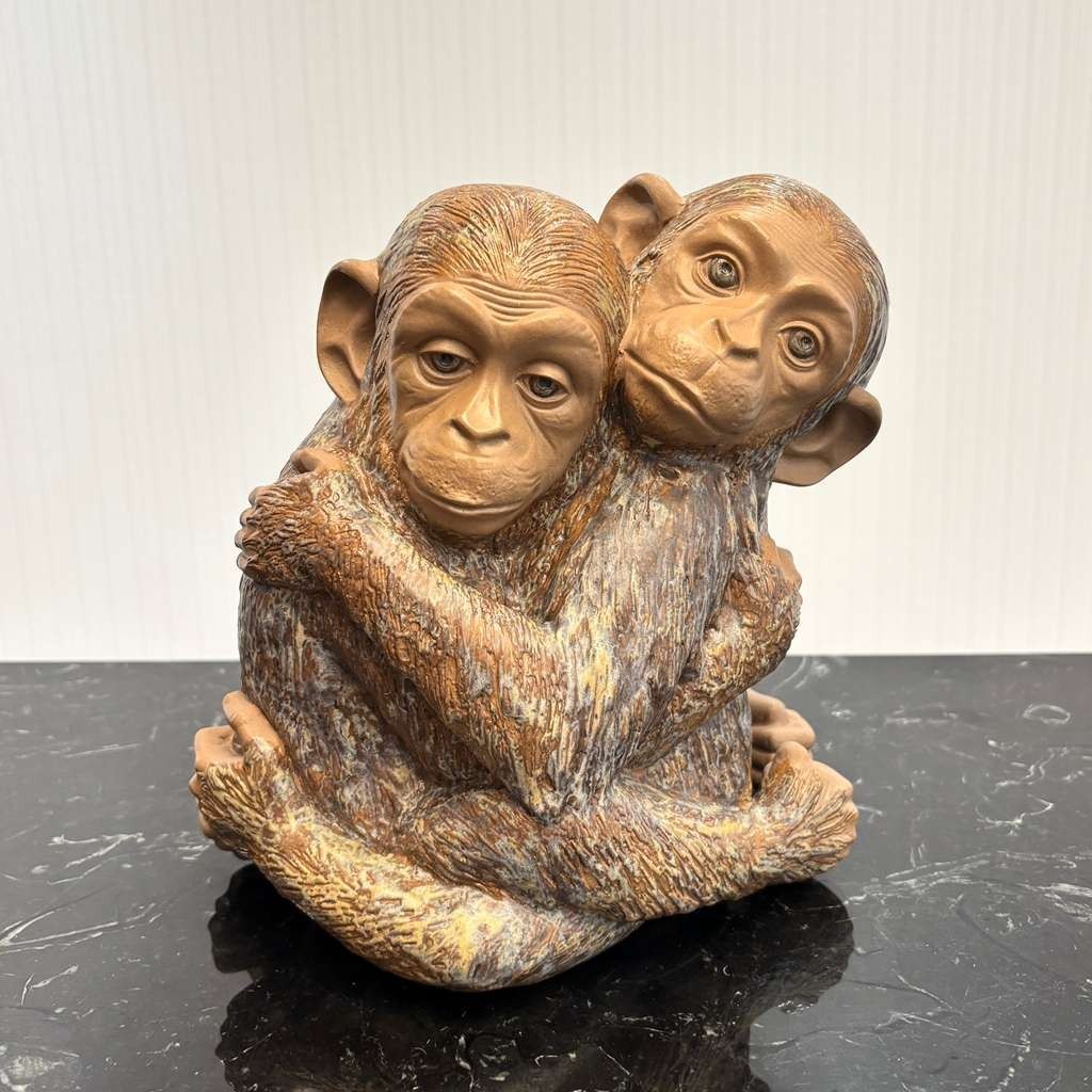 Vintage Lladró Spain Monkeys Bust by Francisco Catalá Gres Porcelain with Box