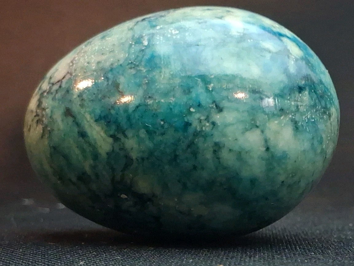 3 Vintage Italian Alabaster Eggs Purple, Blue, Pale Yellow