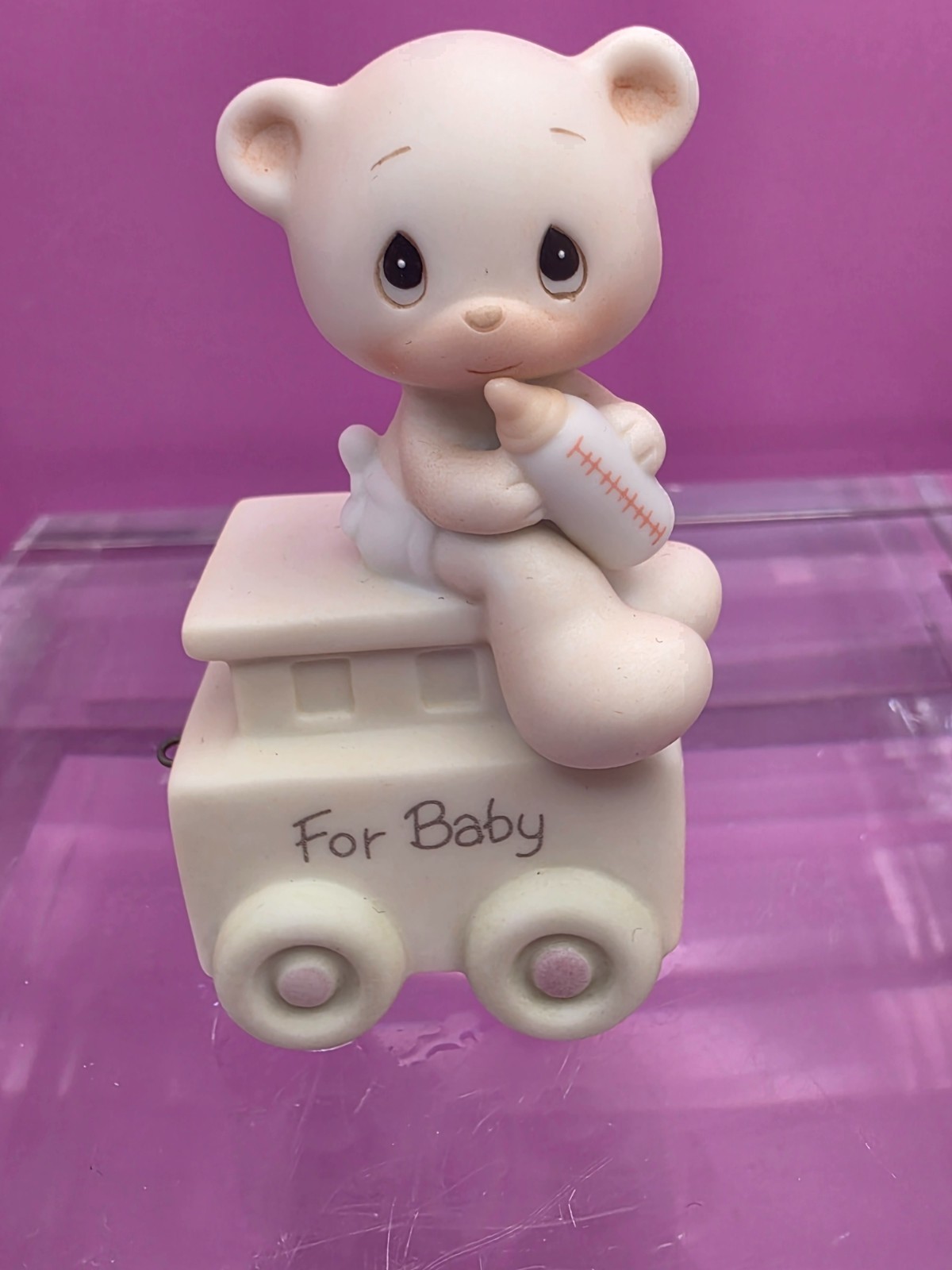 Precious Moments FIGURINE “MAY YOUR BIRTHDAY BE WARM” 1985 ENESCO 15938 TRAIN