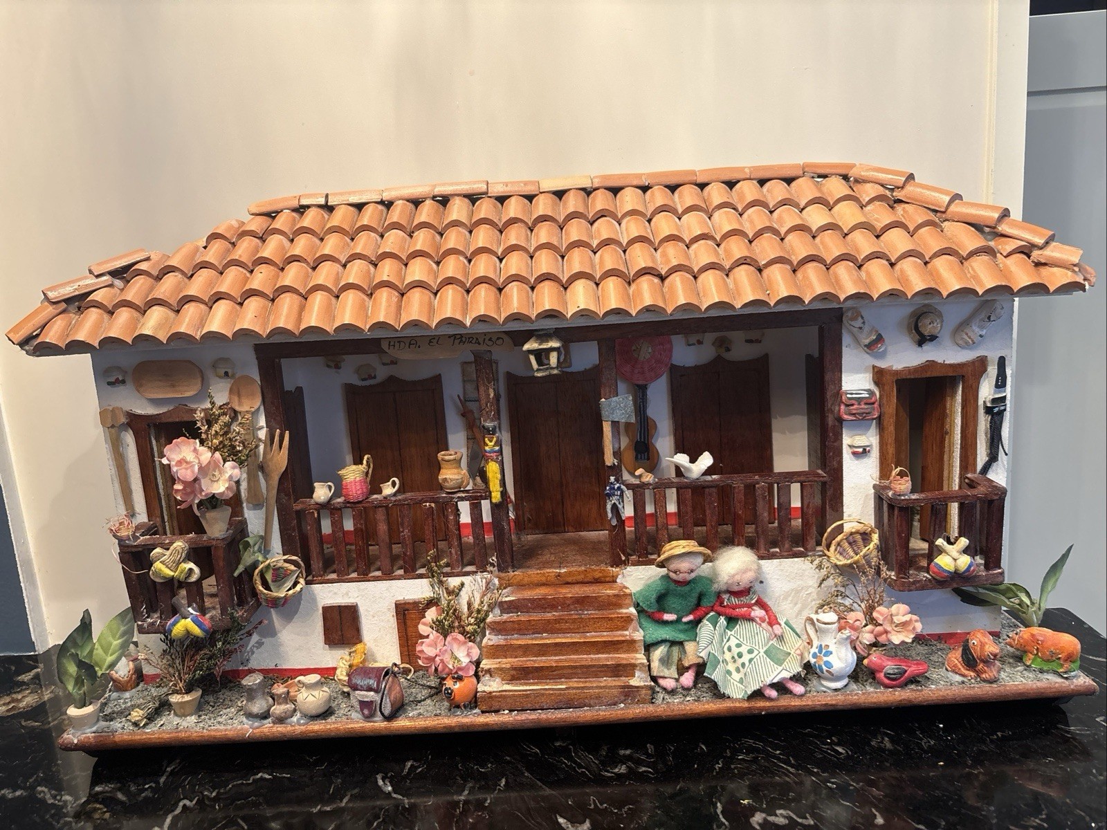 Colombia Handcrafted Miniature Casita House Porch Colombian Balconies Wall Art