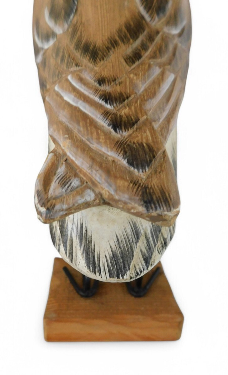 Wood Carved Sandpiper Brown Beige Standing Shore Bird Nautical Statute *AS IS*