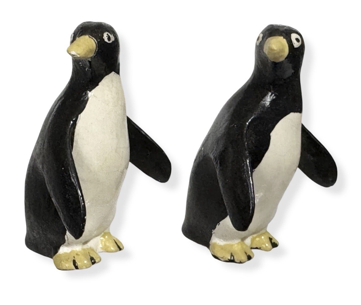 Penguin Bone China Figurines Lot 3.5in Hand-Painted Pair Set Vintage