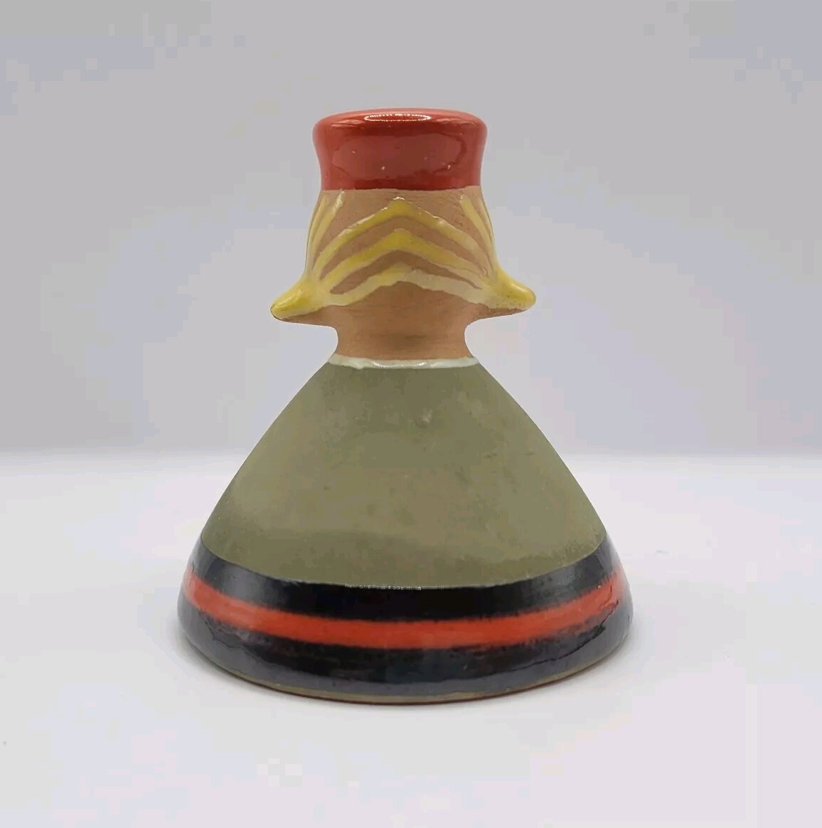 Vintage Latvia Latvian Girl Signed Folk Art Ceramic 3″ Figurine