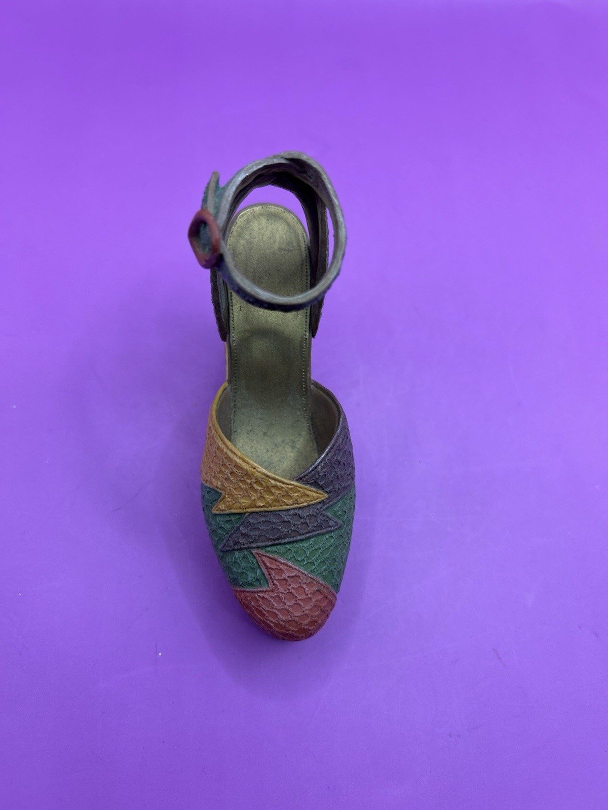 Terry de Havilland patchwork platform wedge miniature collectible shoe figurine