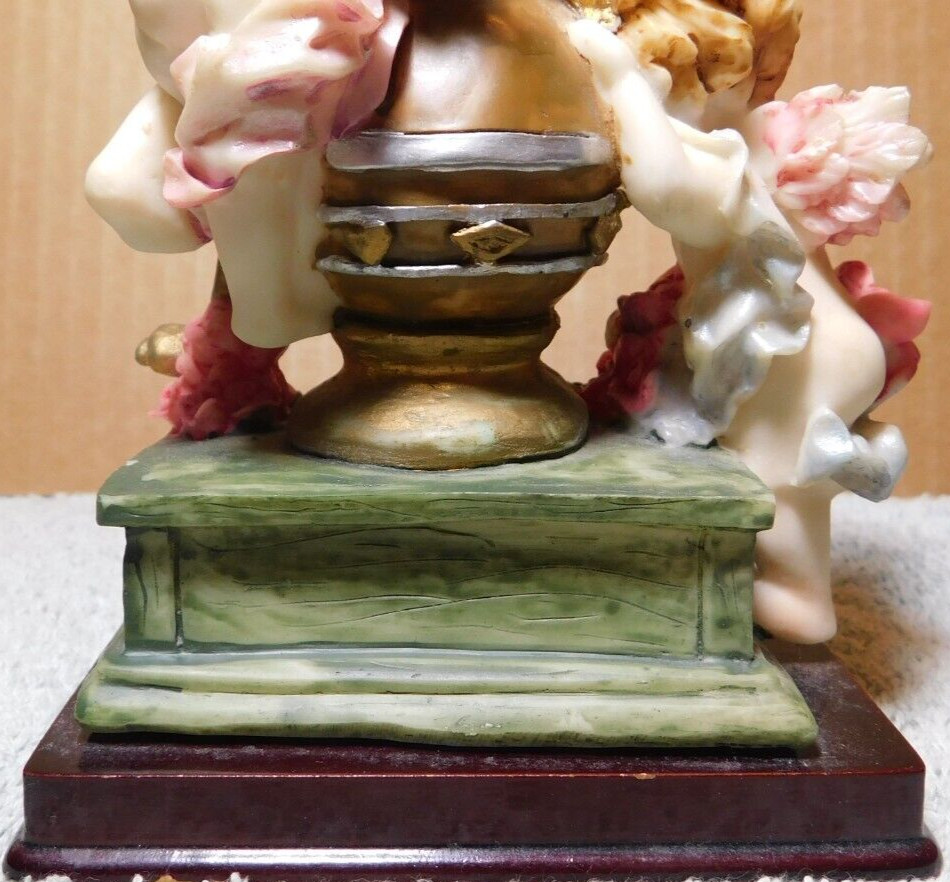 Star Collection~Two Cherubs Statues On A “RTB” Globe Ball Vintage