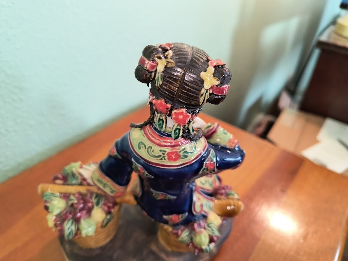 Vintage Hand-Painted Asian Woman Figurine-very heavy & elegant!