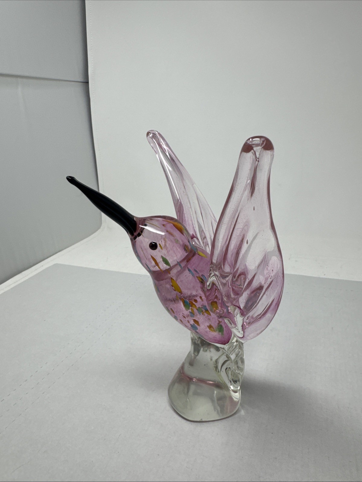 Vintage Hand-Blown Art Glass Hummingbird Figurine