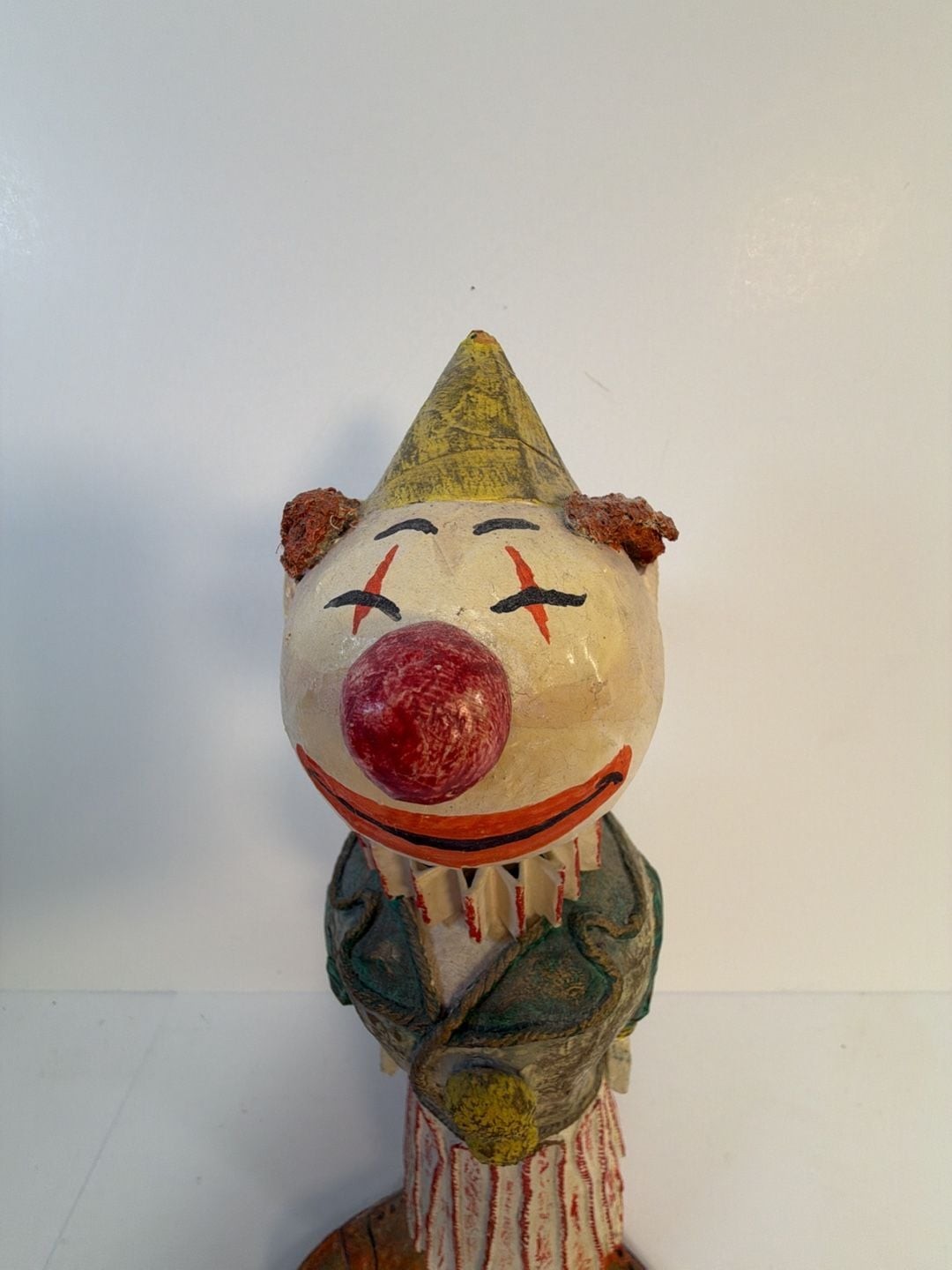 Vintage Hand-Painted Paper Mache Clown Figurine 14 Inch