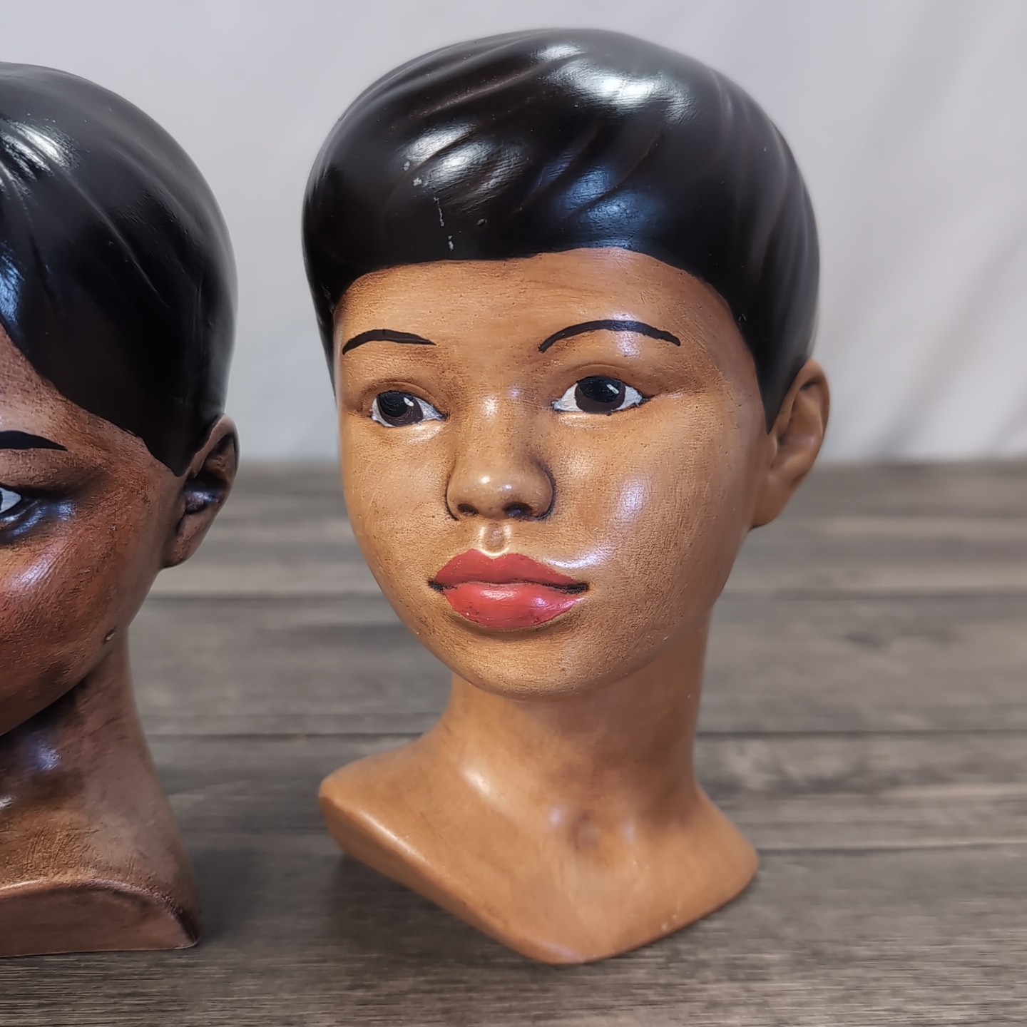 3 VTG Holland Mold Ceramic Head Bust Hawaiian Polynesian Figurines 70s Model