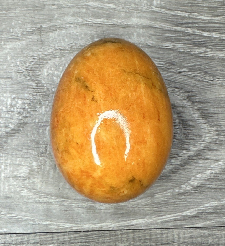 Vintage Genuine Alabaster Egg Orange Marble handcrafted in Italy, 2.25″ l, 6 oz.
