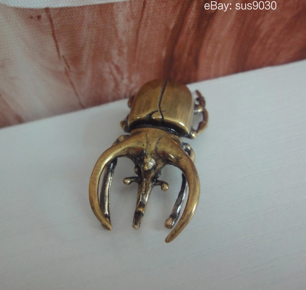 Solid Brass Rhinoceros Insect Statue Home Ornament Birthday Gifts