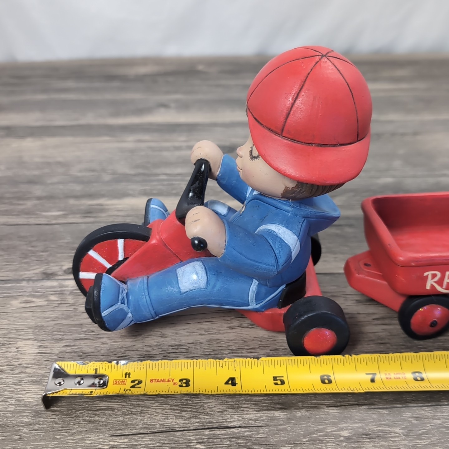 Vintage Ceramic Set Kids At Play Radio Flyer & Big Wheeler Red Hand Painted