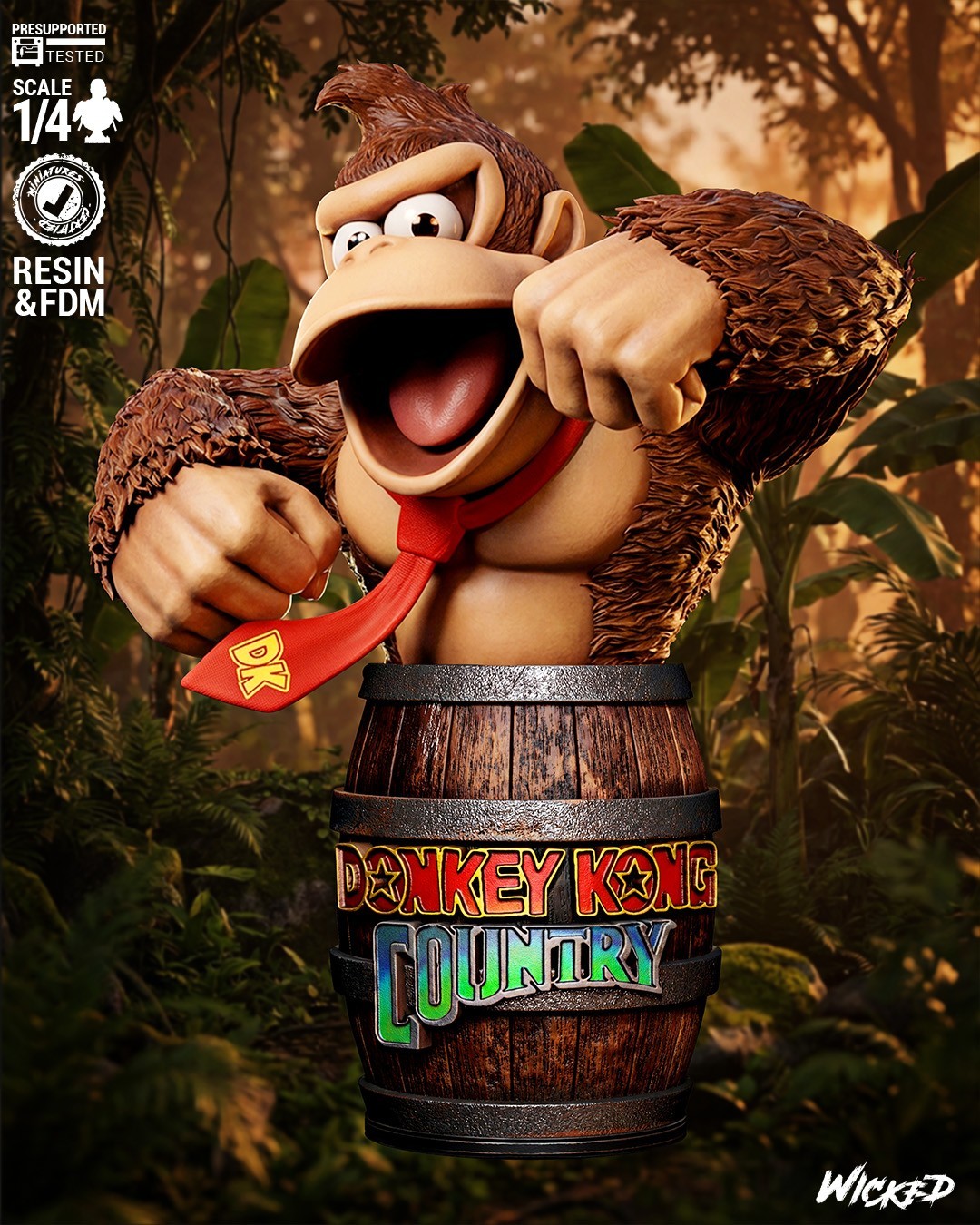 Donkey Kong – DK Country – 1/4 Scale Bust 3D Print Model Kit Unpainted