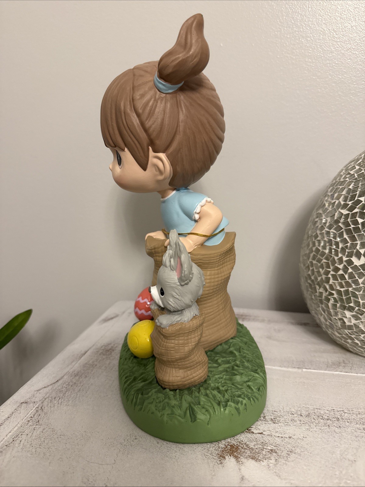 Precious Moments Girl & Bunny Easter Race Decor 10 1/2 in. H Rare! ADORABLE!