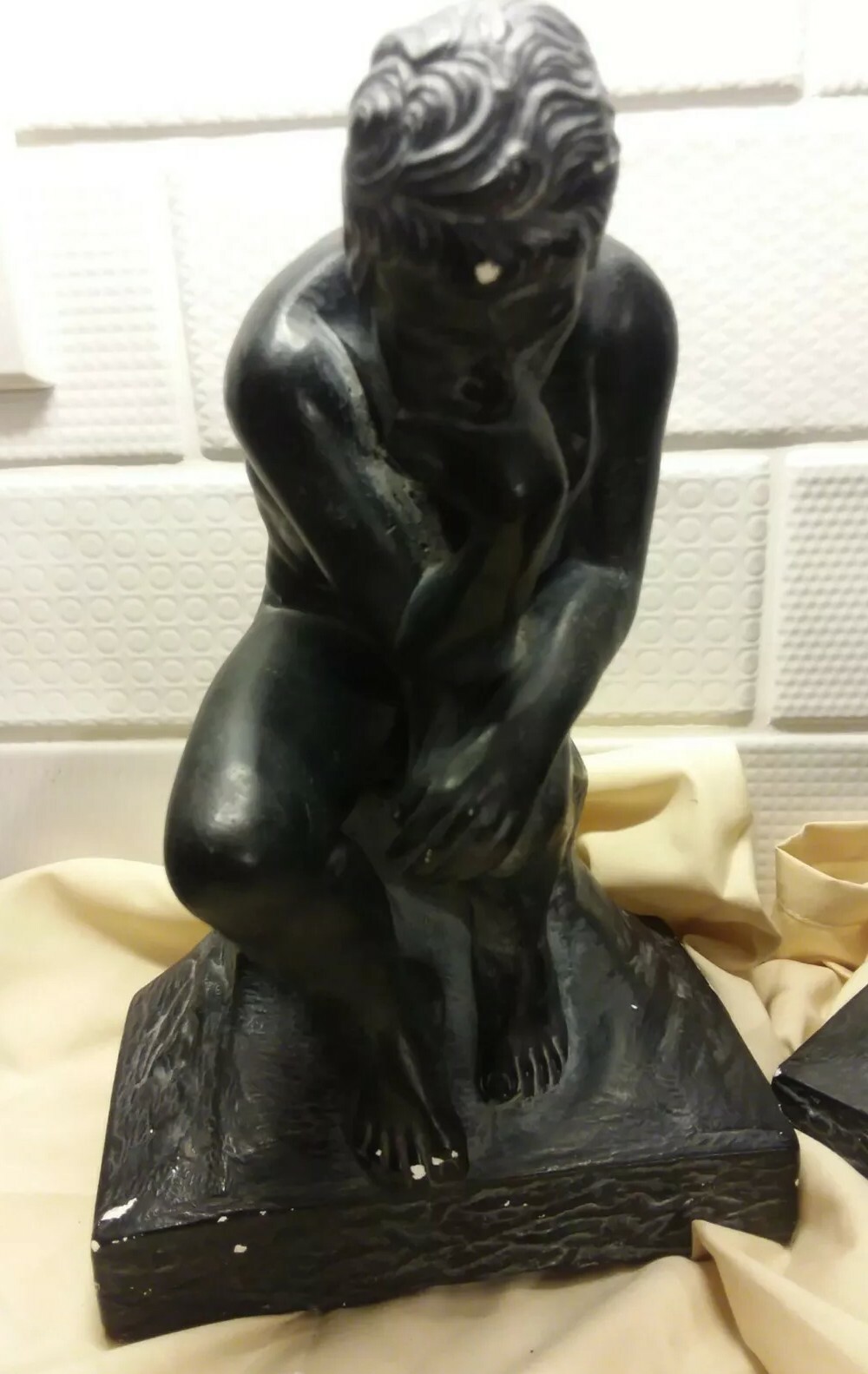 Esco Chalkware Thinking Man Bust Set Of Two Vintage BookEnds