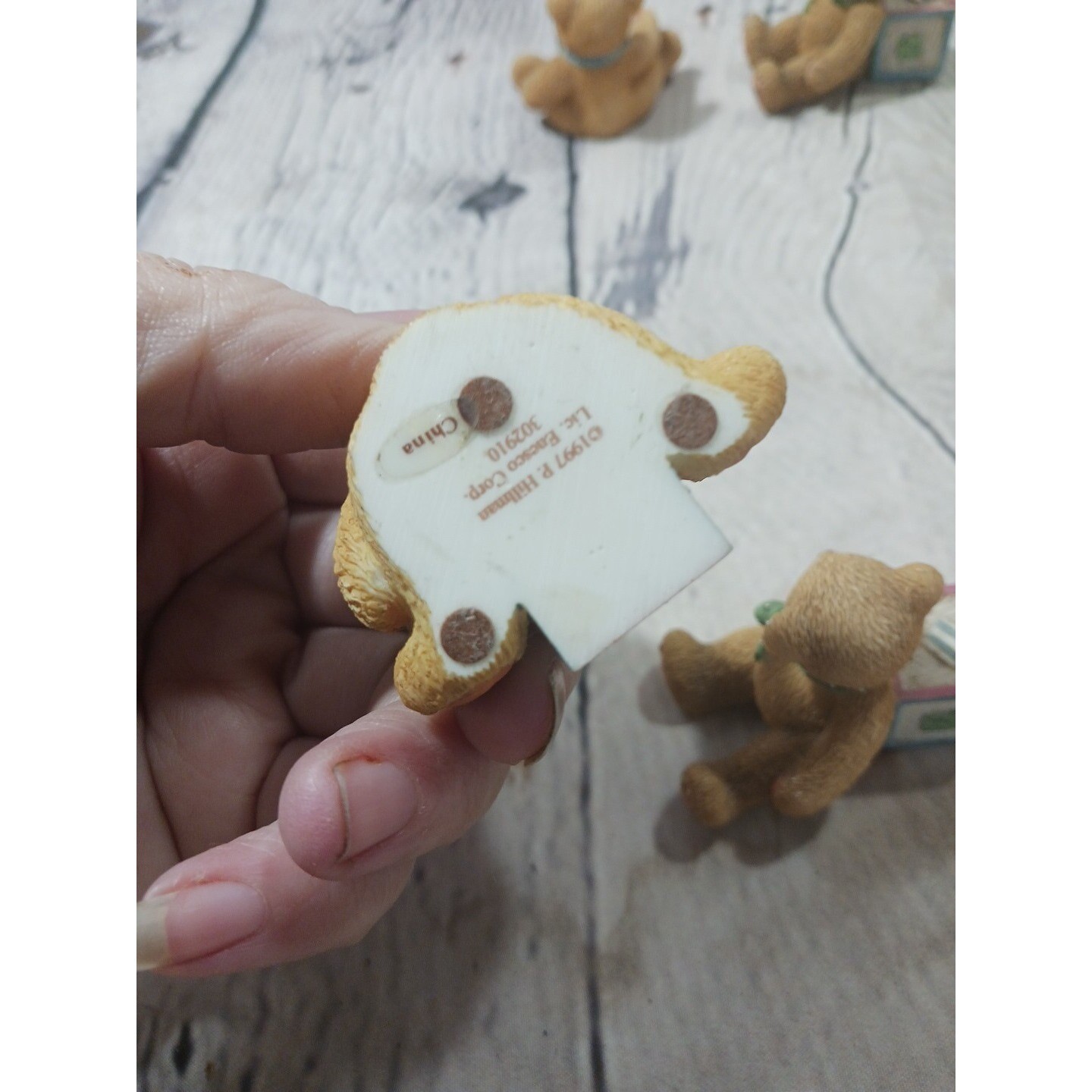 VTG 1995 Enesco Cherished Teddies Lot of 4 Mini Bear Figurines w/ Blocks 1.5″