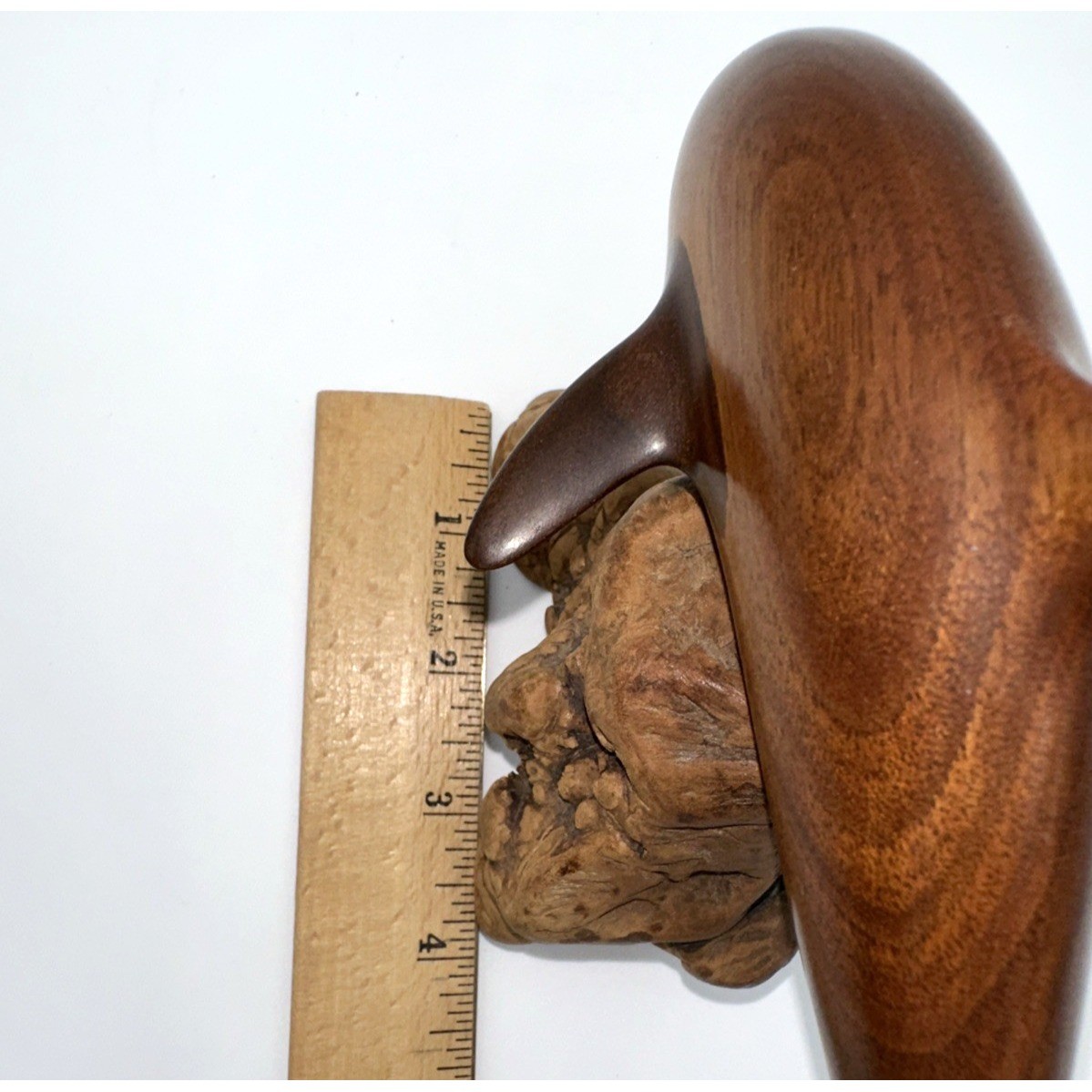 Wood Dolphin Sculpture On Burl Base Studio Craft Coastal Decor Signed Mitchell