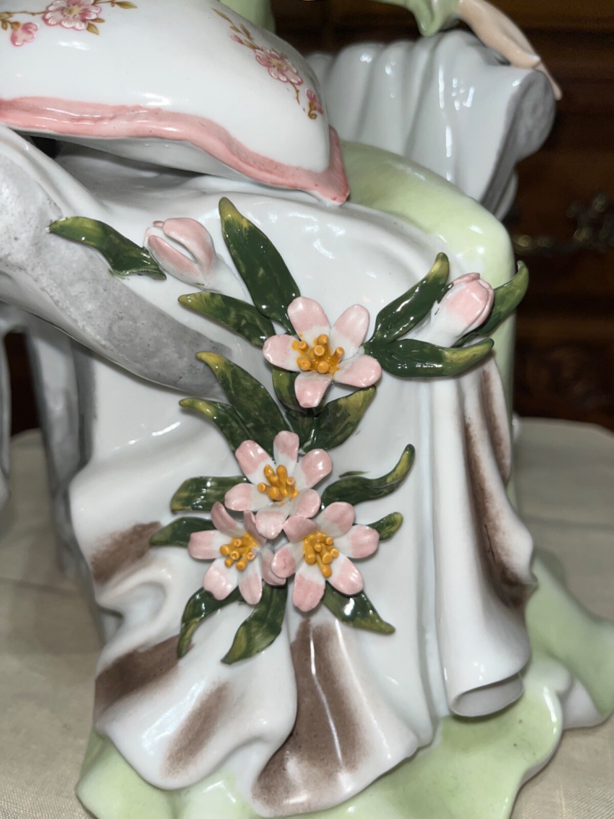 ROCERAM 15” Hand Made Painted Porcelain Statue Young Woman Romania Rich Detail