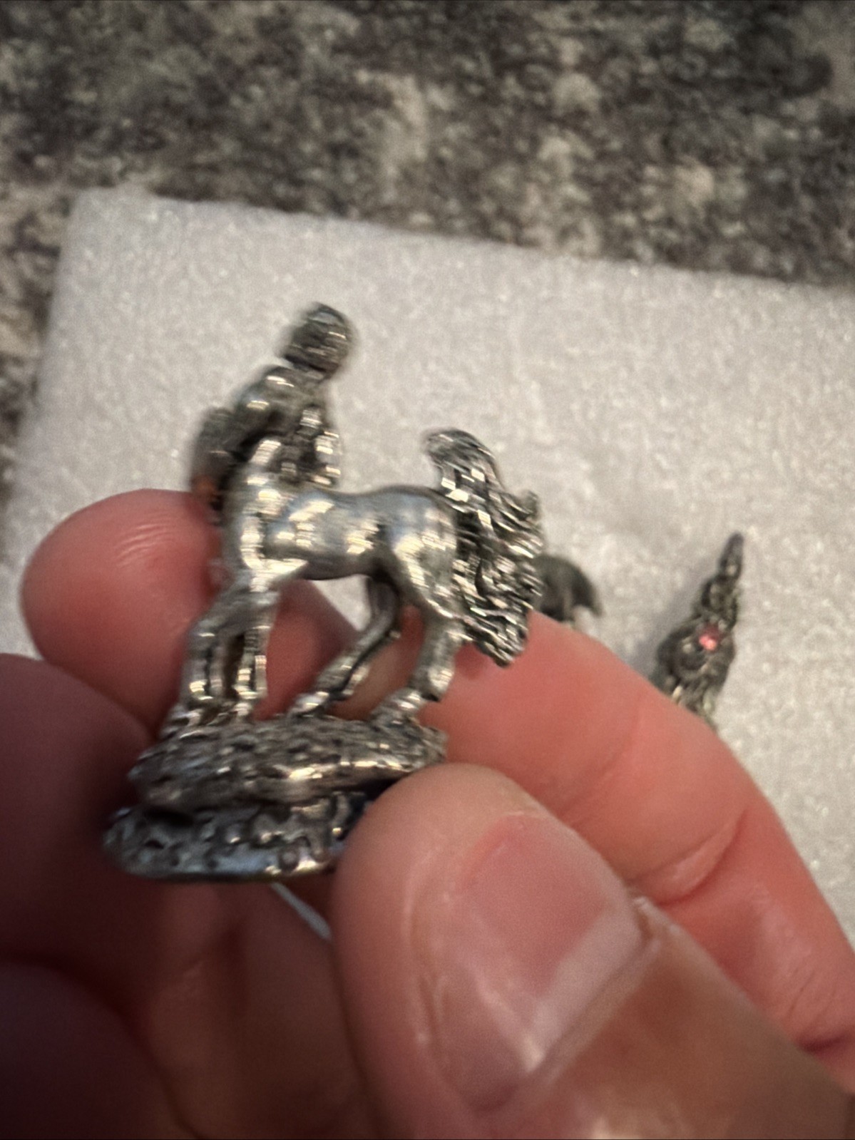 3 CCI Comstock Pewter Centaur Chiron Staff Emerald Green Rhinestone Dragon 80’s