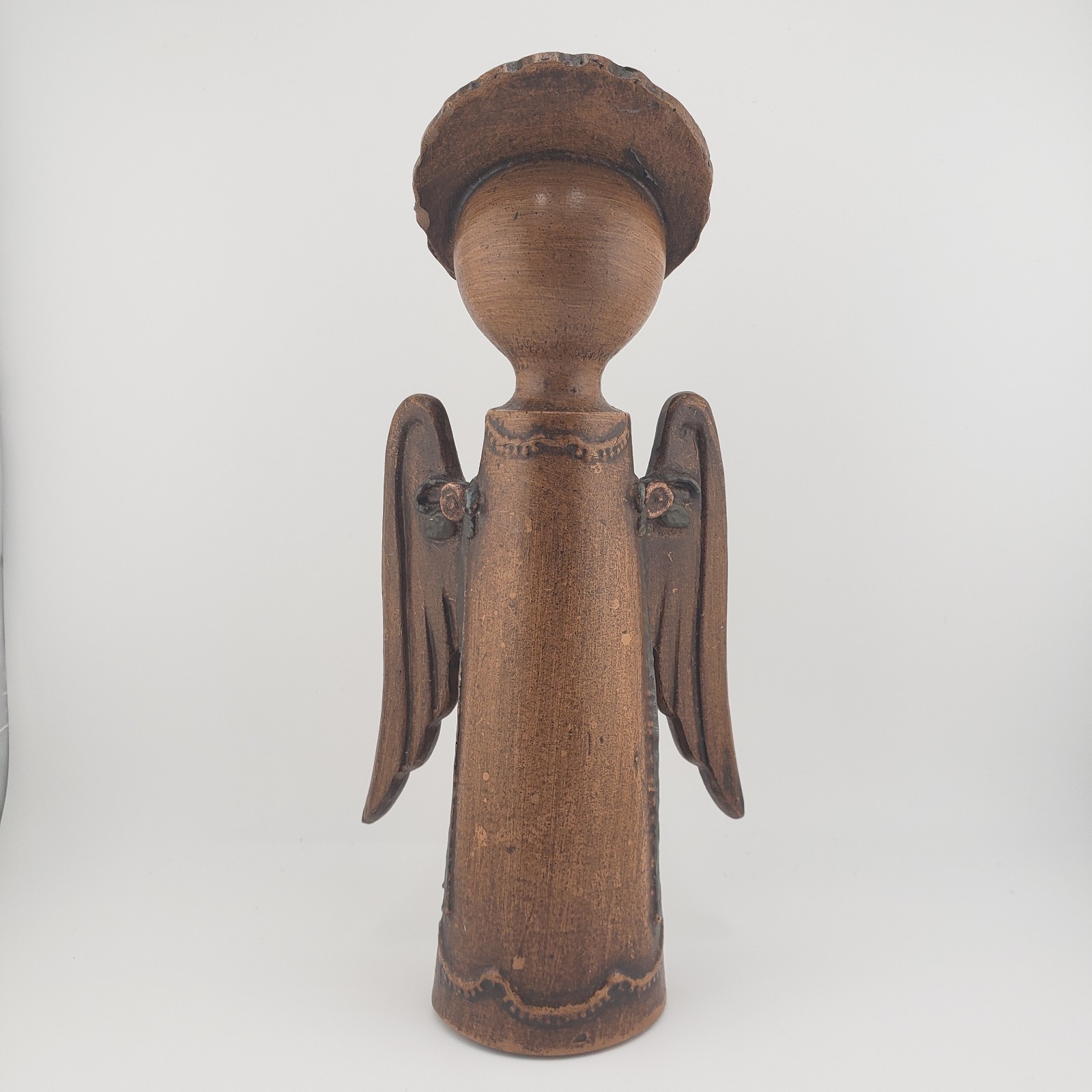 Wood Angel Statue Rustic Christmas Minimalism Folk Art Hygge MCM Vintage 9″ H