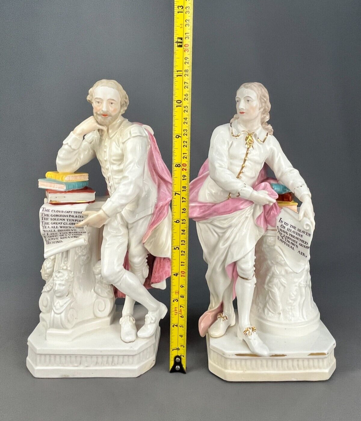 Pair 18th C. Derby Porcelain Figures of Wm Shakespeare and John Milton c. 1780