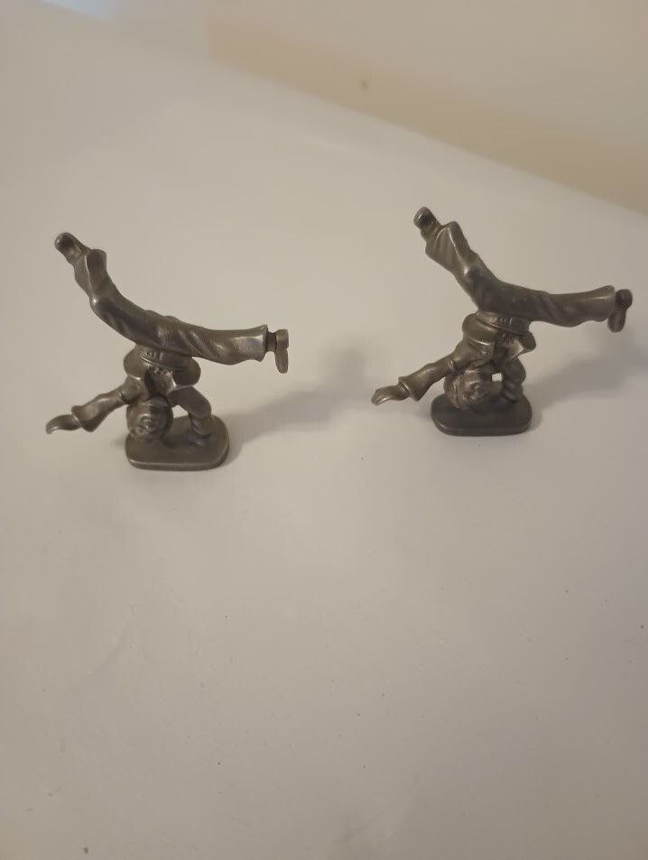 Vintage 1980s Carp & Mones Dusseldorf Germany Metal Boy Cartwheeler Set (2)