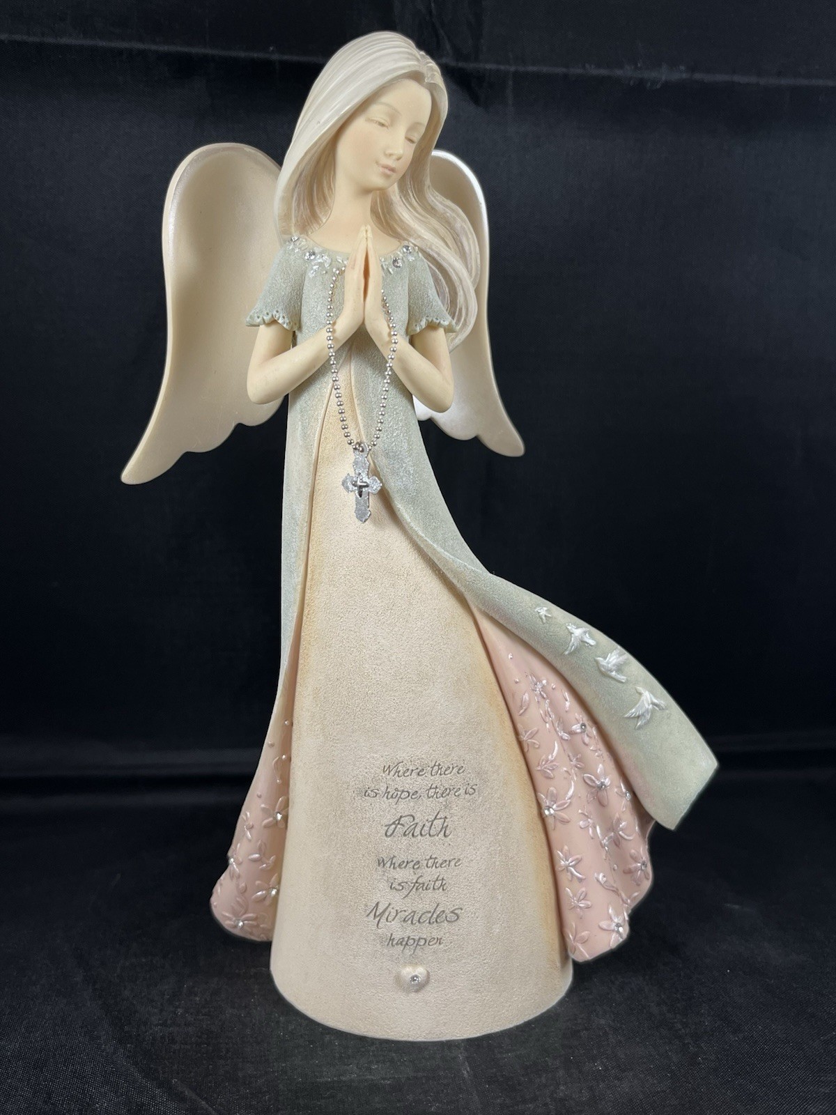 Angel Faith Rosary Praying Stone Resin Figure Foundations 2019 Enesco #6005229