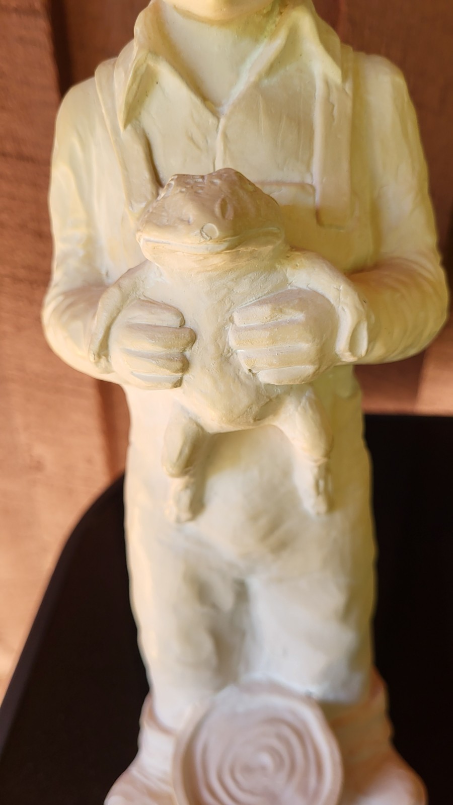 Vtg Made In USA Sculpture Boy With Frog & Water Bucket Sculpture 13.5″ Tall