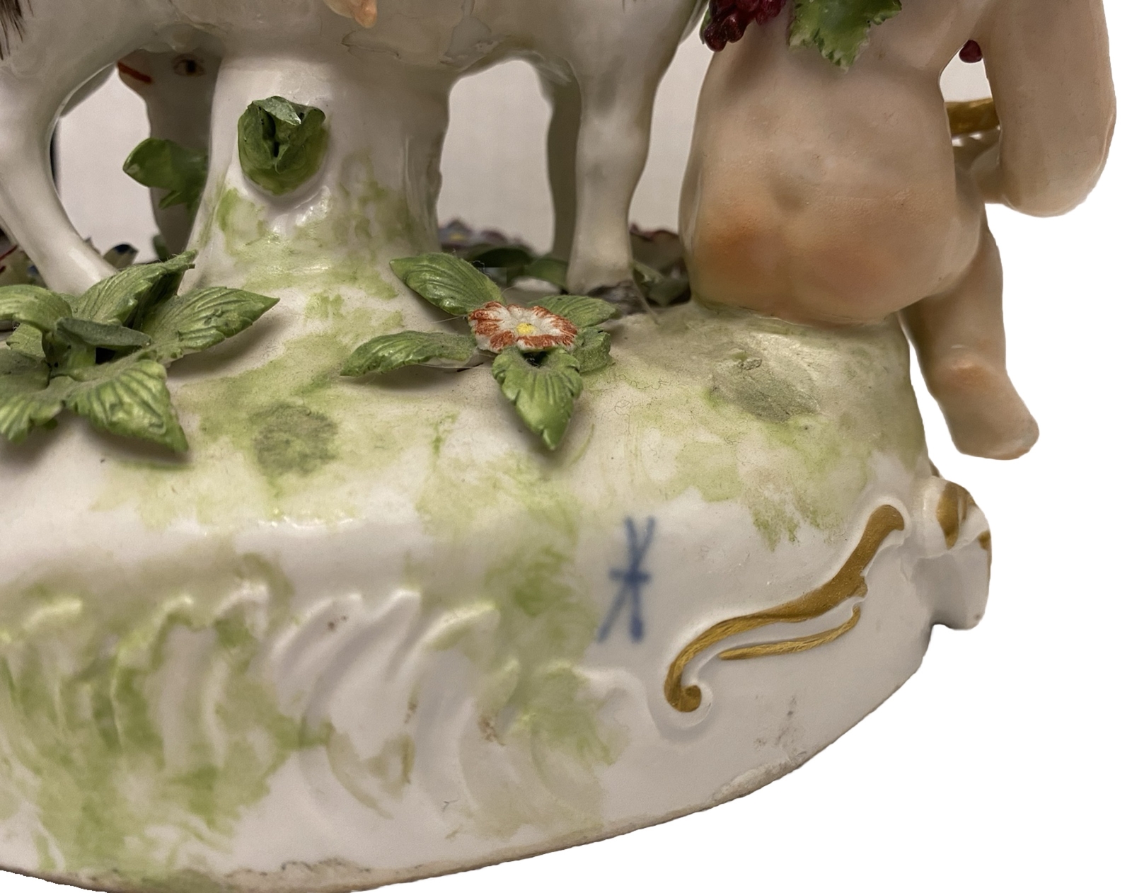 19th CENTURY FRENCH SAMSON PORCELAIN FIGURAL SCULPTURE ~ GOATS PUTTI BACCHUS