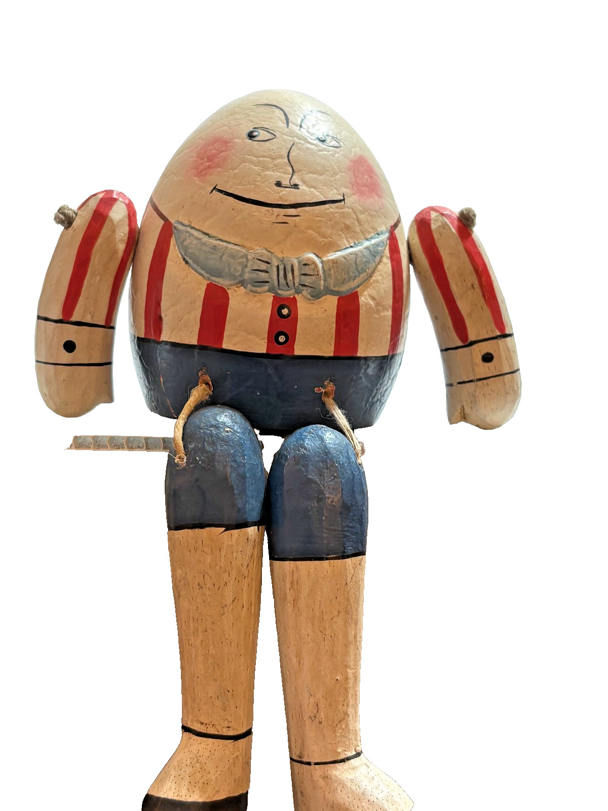 Vintage Composition Wood Humpty Dumpty String Held Doll Shelf Sitter Figure