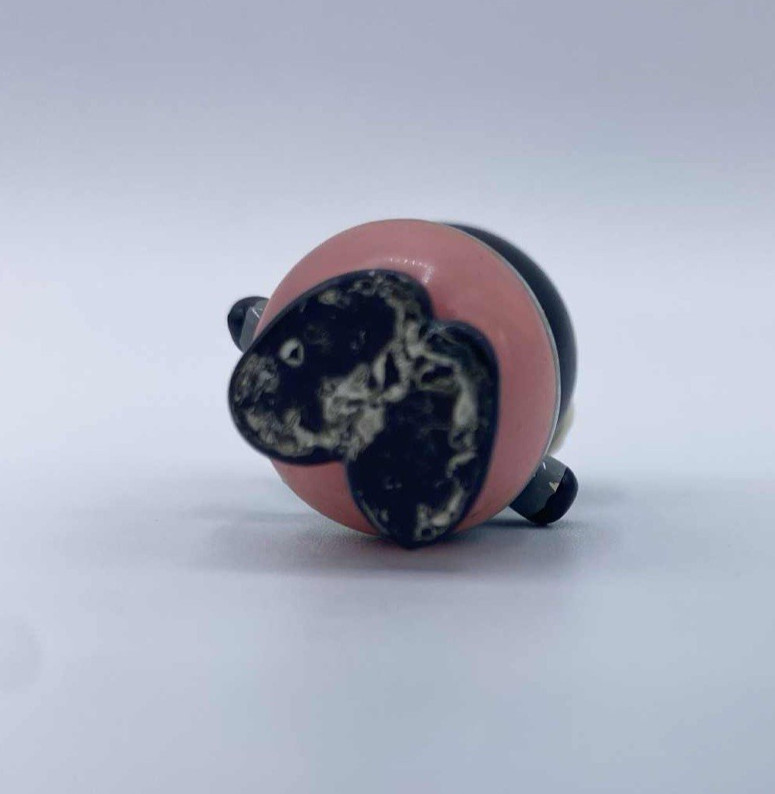Brushart Marbles Man with Glasses Black Gray Pink Adorable Handmade in Chile