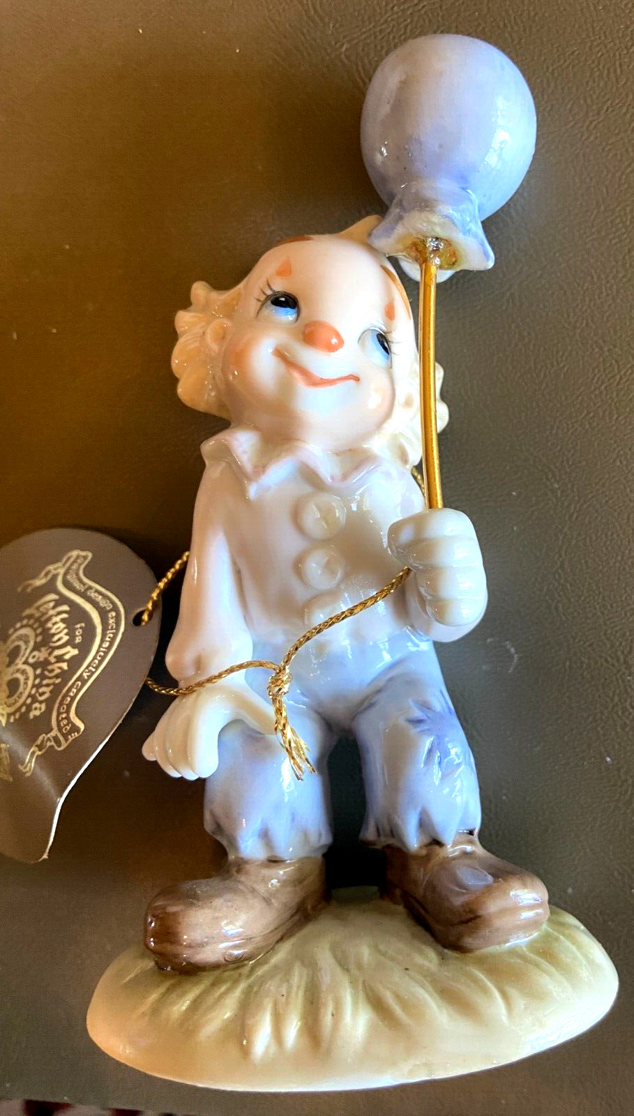 Vintage Figurine Clown with Balloon Lefton Sevilla By Andy Sebastian Pastel 1986