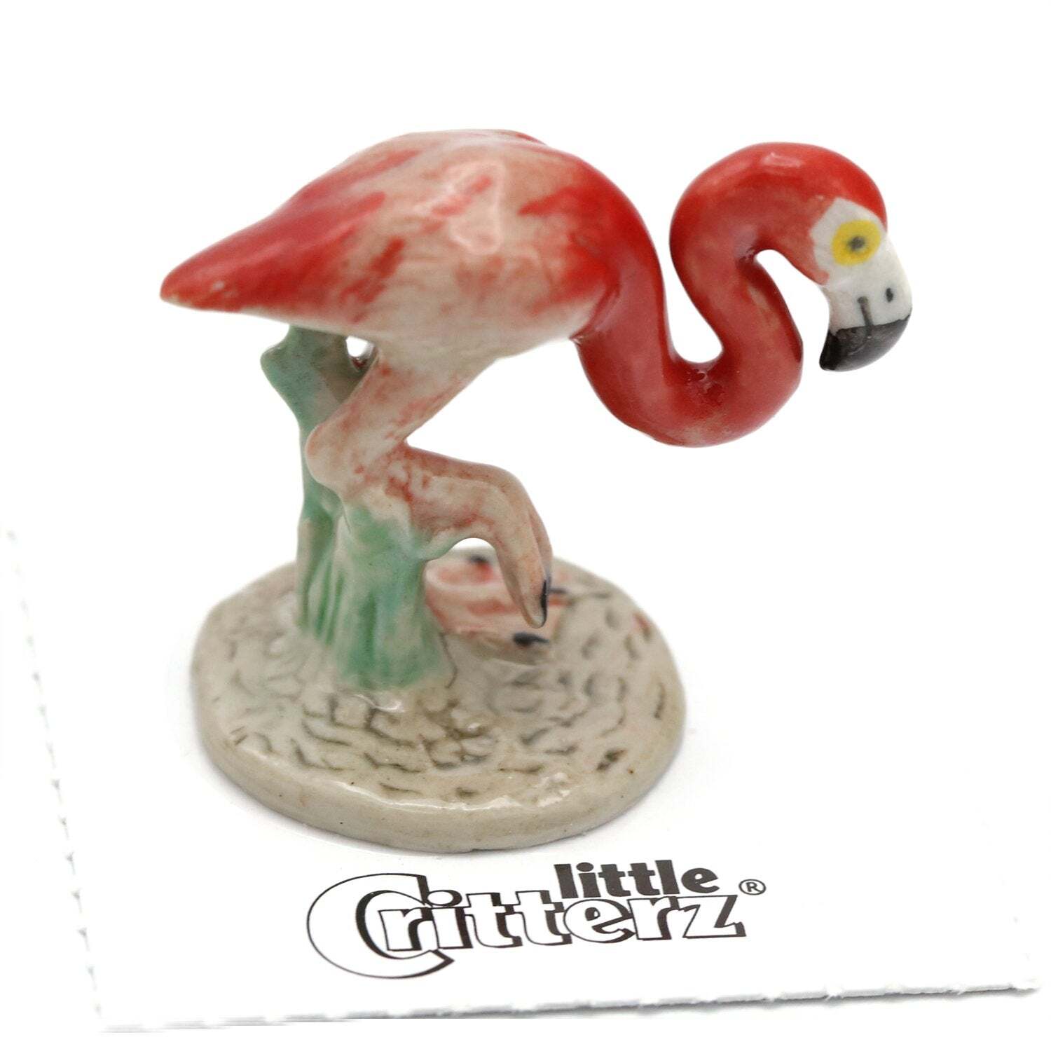 Little Critterz – Red Flamingo “Wade” Bird – Miniature Porcelain Figurine