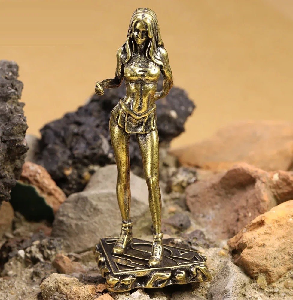 Brass Bikini Woman Animal Figurine Mini Statue Table Desk Home Decoration Toy