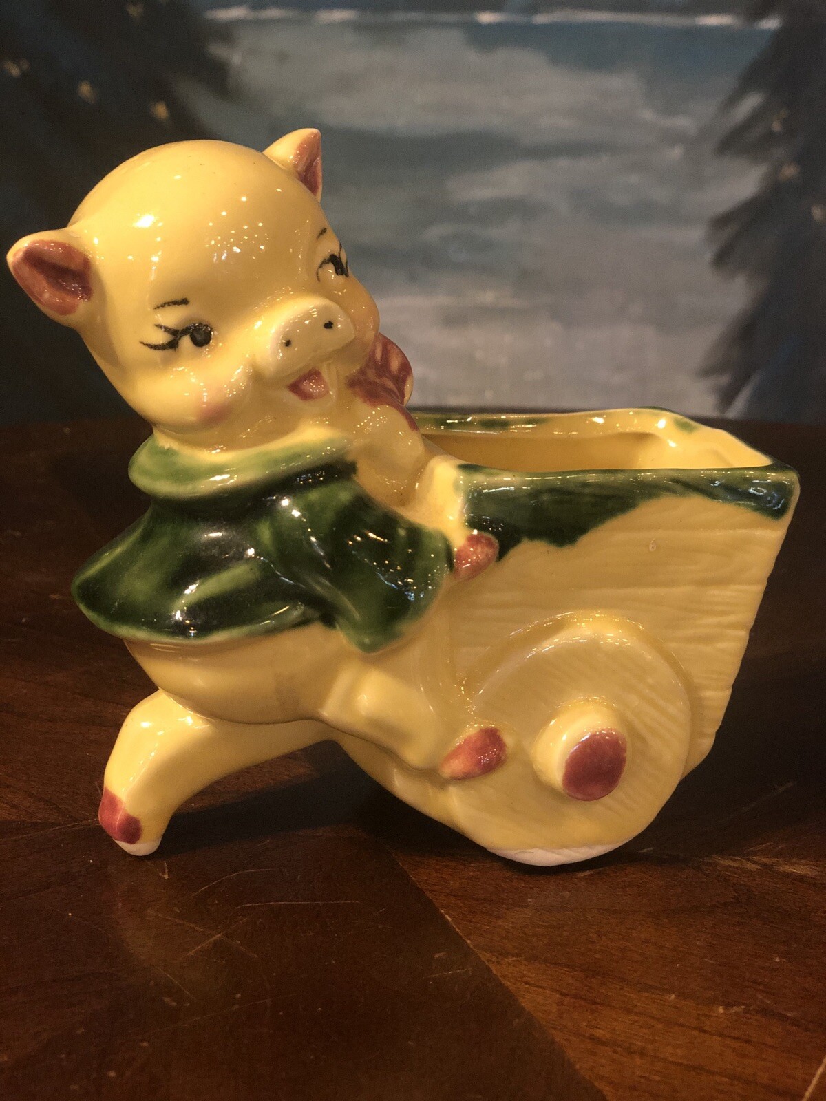 Vintage 1950’s Pig Pushing Flower Cart