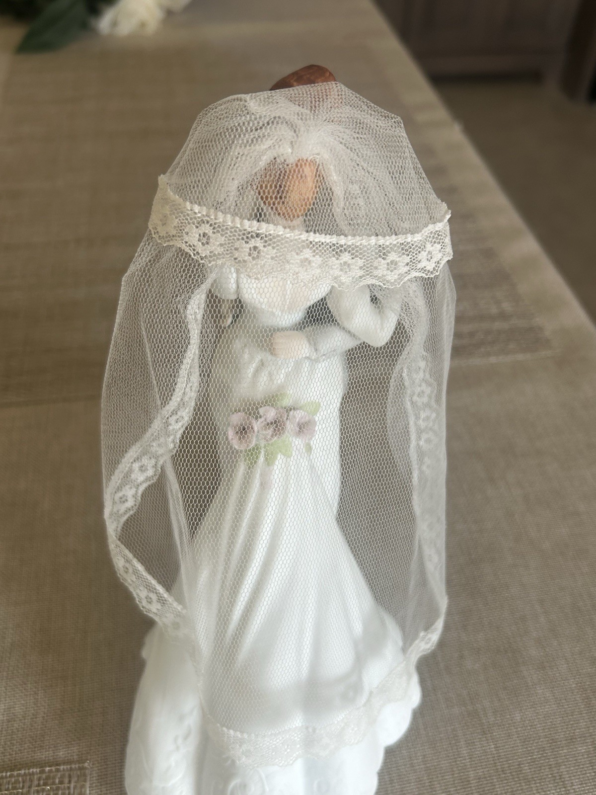 Enesco 1987 Bride Groom Porcelain/Glass Figurine/Cake Topper