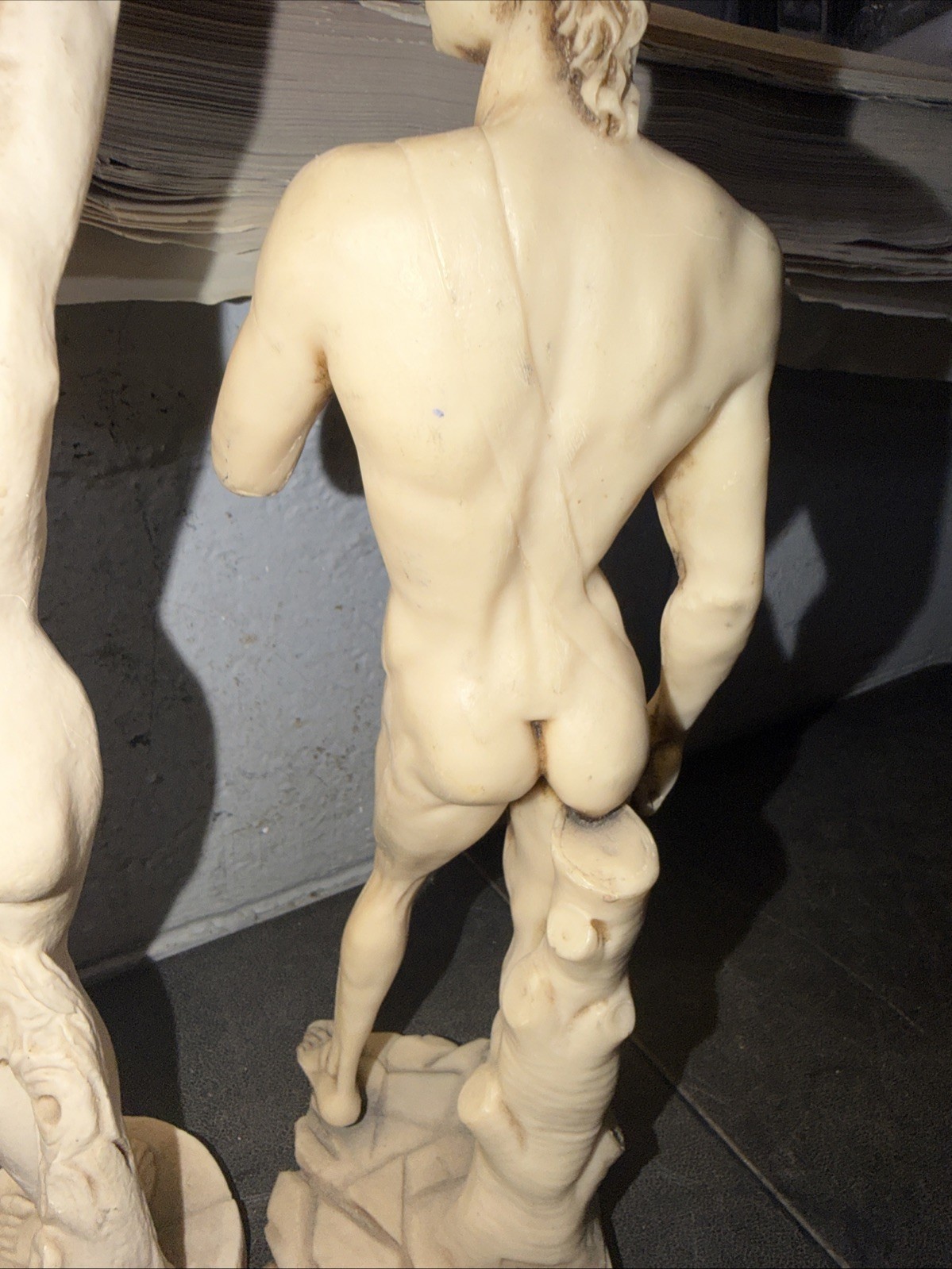2 Statue Sculptures Michelangelo David & Nude Woman w/ Wine Jug Figurine -BROKEN