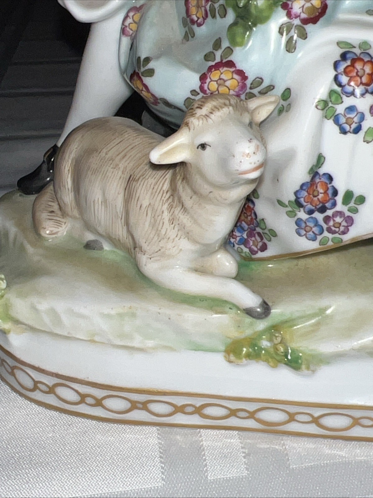 Antique Porcelain Courting Couple with Lamb with E & A Müller mark ?