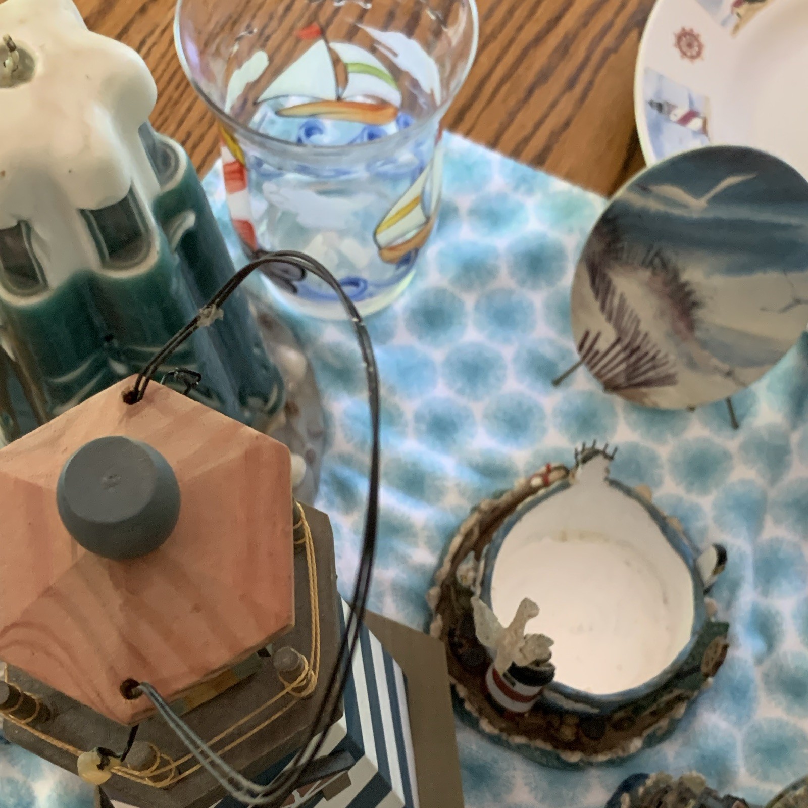 Painted Nautical Lighthouse Figurine Lot Multicolor Resin Glass 3D Effect Adults