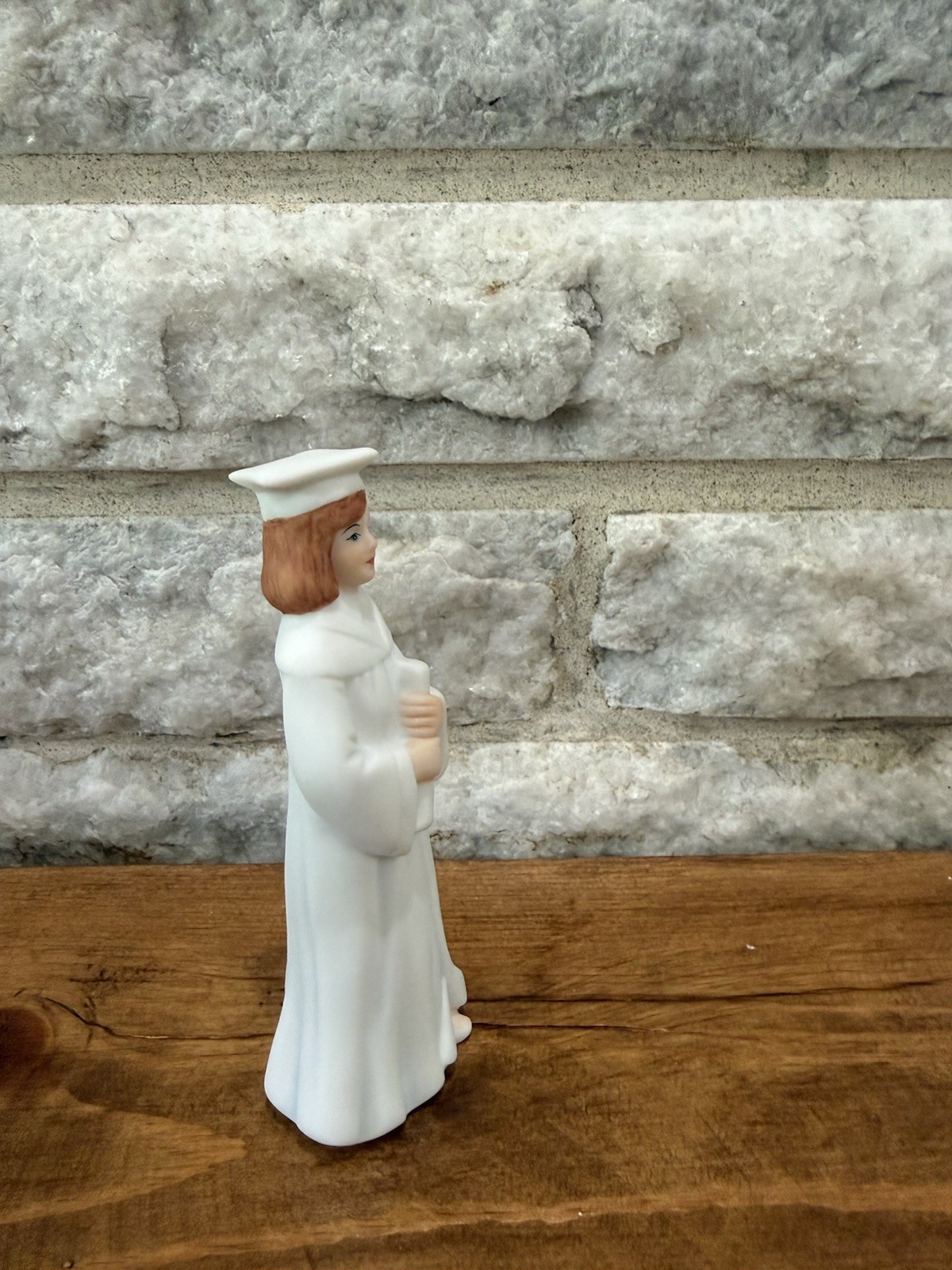 Vintage 1991 Geo. Z. Lefton Graduating Girl Figurine Porcelain Bisque 5 inches