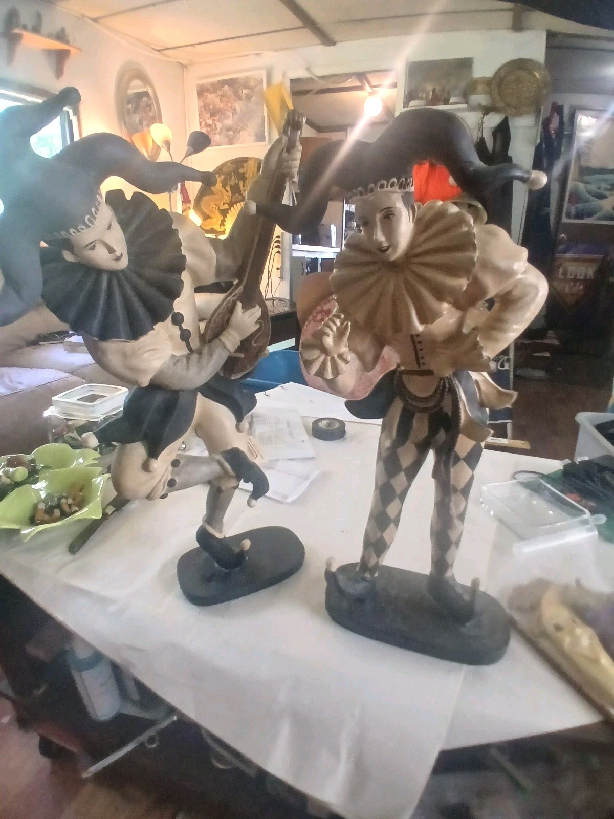 Vintage Harlequin Jester Figurines Pair 17″ Made in Philippines Model 108H –…