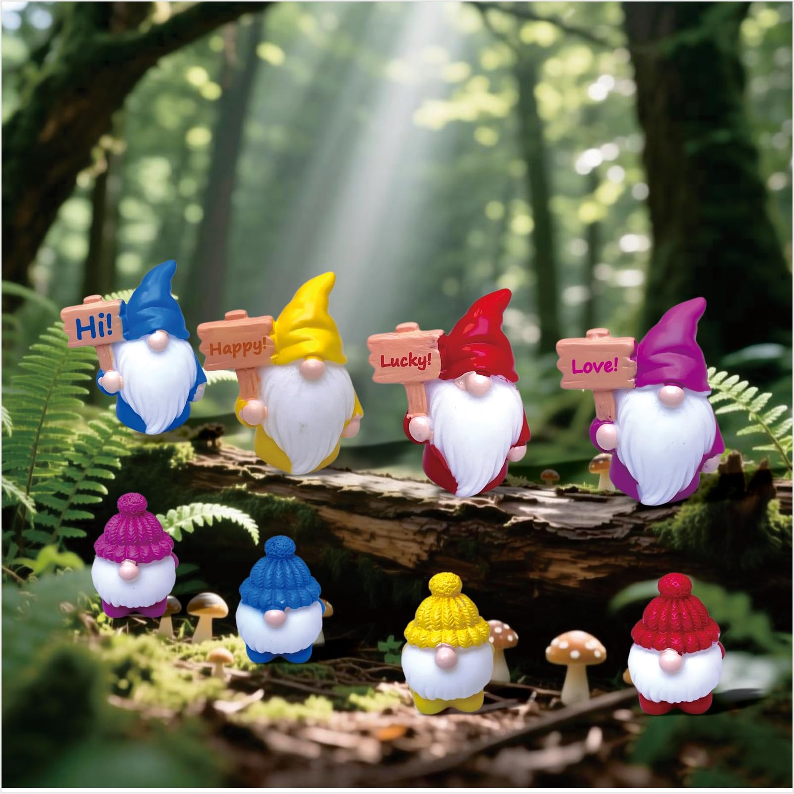24pcs Mini Gnomes Figurines Fairy Garden Tiny Resin Statues for Outdoor, Indo…