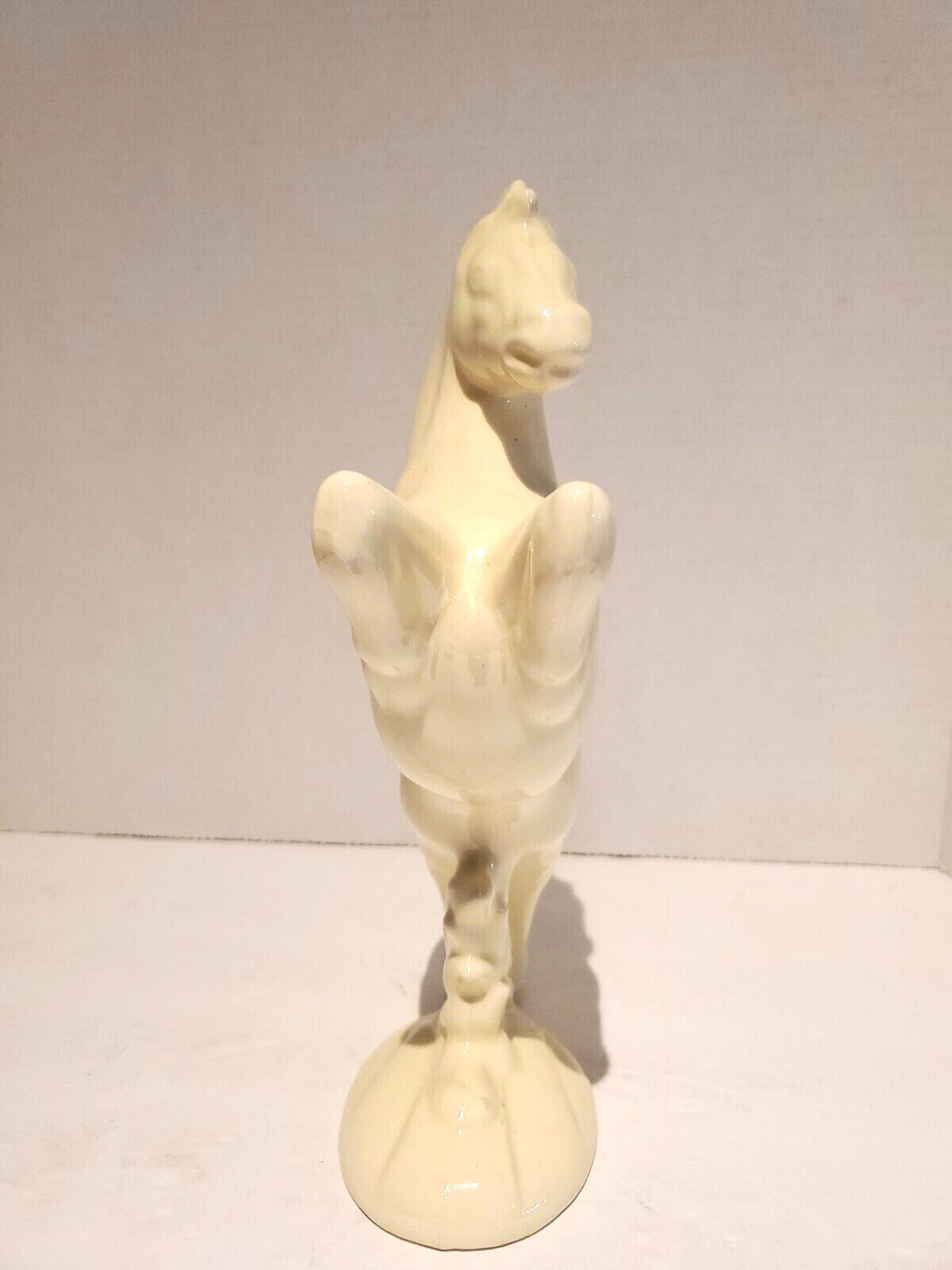 White Glaze High Gloss Rearing Stallion Statue 11″