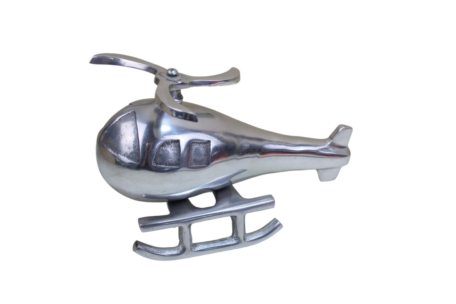 Aluminum Helicopter Figurine Moving Blades Vintage 92335