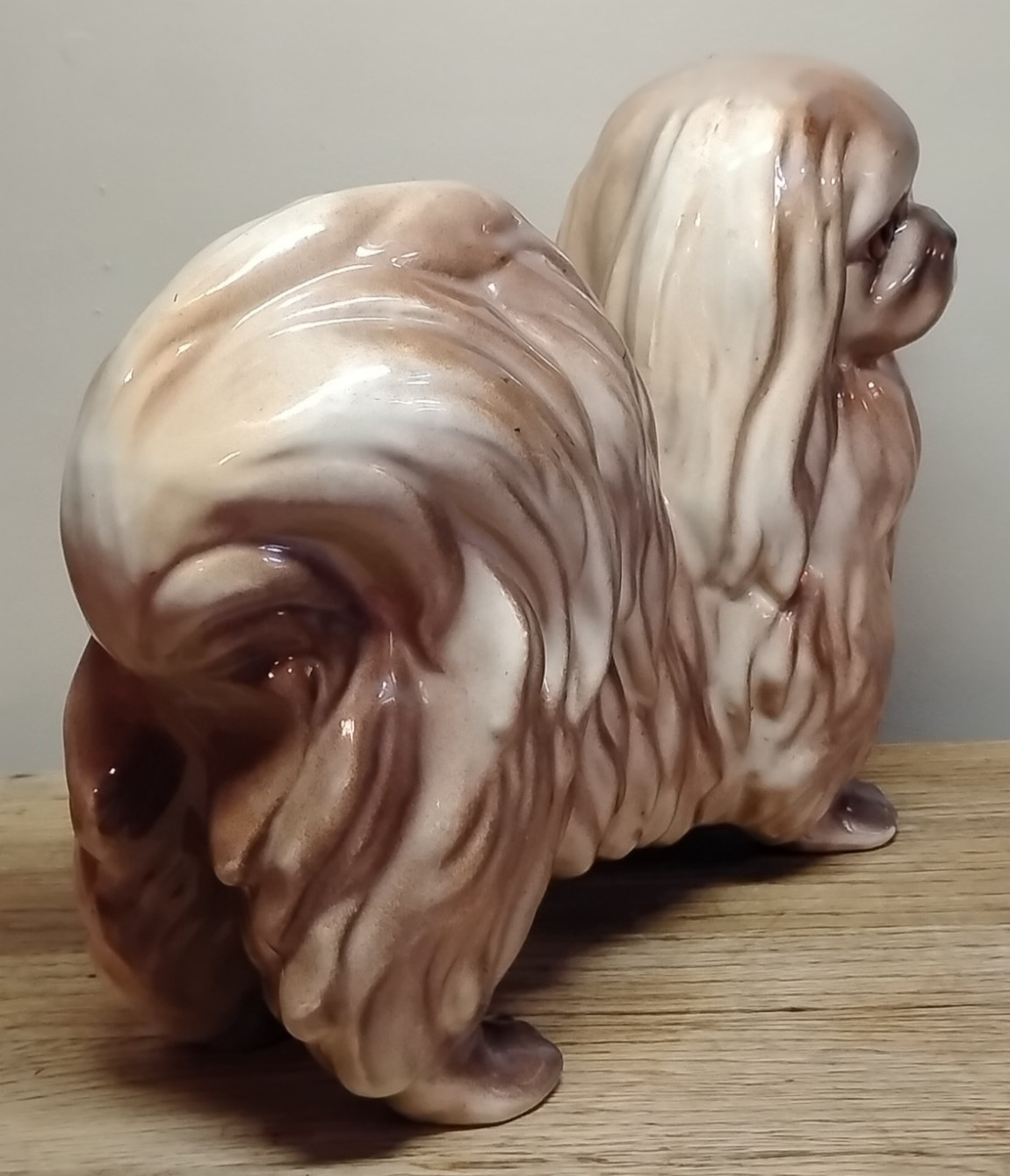 Vintage Pekingese Lifesize Pup 12.75″L x 10.5″T Ceramic Mold Crestomold inc 1976