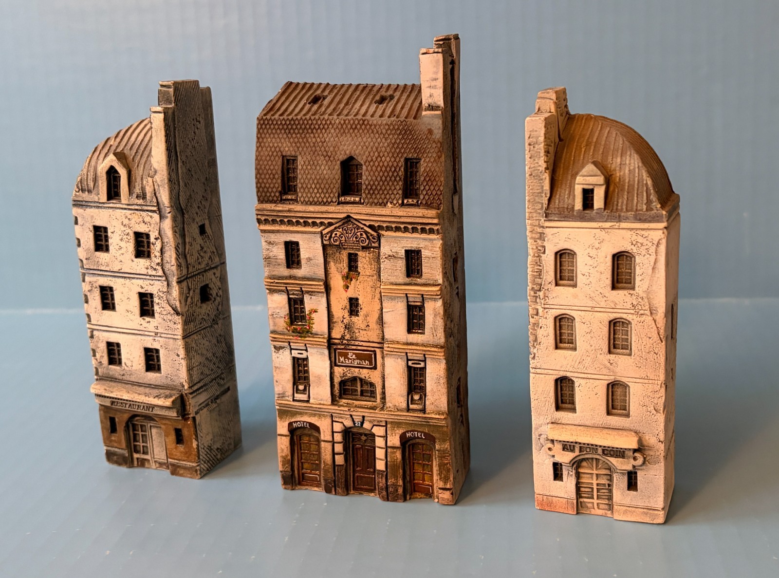3 Gault ceramic houses miniature buildings Paris 1985, wargame 15mm