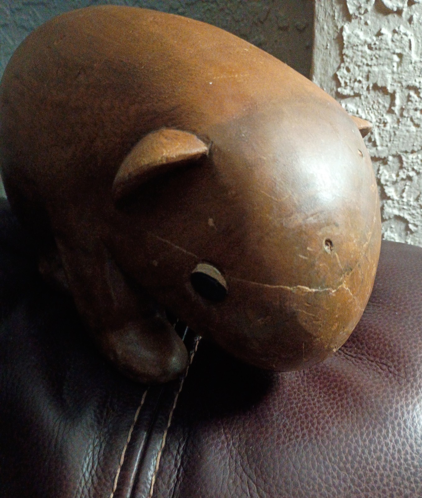 Vintage Heavy Carved Wooden Wombat Made in Thailand